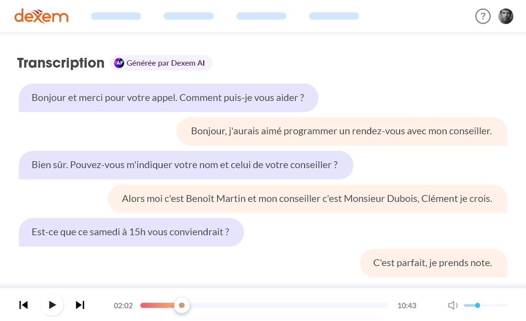 Transcription des appels