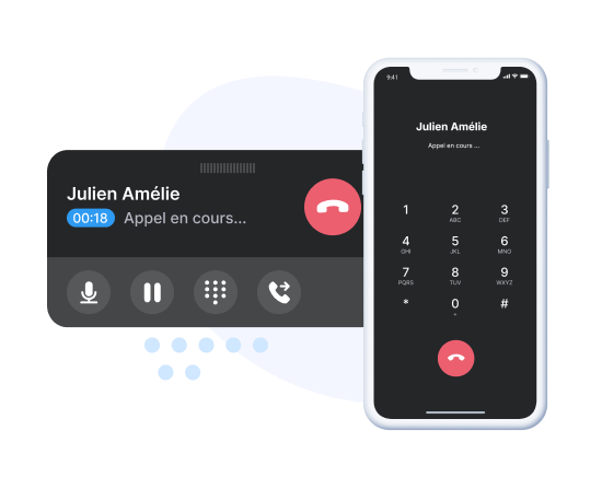 Appel en cours sur mobile et sur webphone
