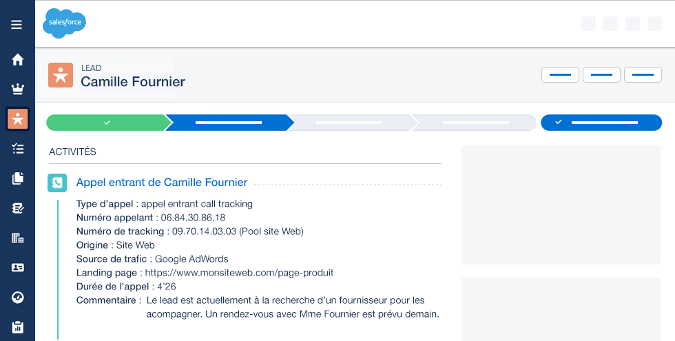 Rapport call tracking Salesforce